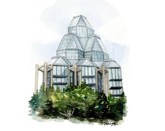 National Art Gallery of Canada watercolour print / NGC Ottawa landmark art