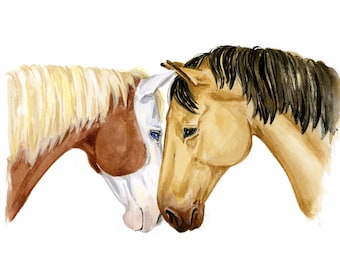 PRINT spirit of the cimarron fan art / watercolor painting / Spirit and Rain Horses
