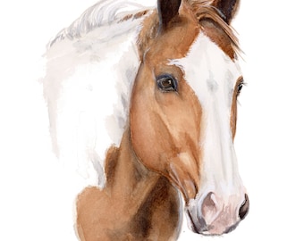Custom Horse Portrait: Hand-Painted Watercolor Pet Memorial