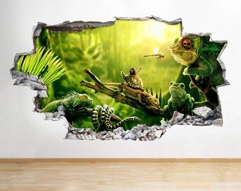 Wall Stickers Jaguar Cat Animal Jungle Cool Smashed Decal 3D Art Vinyl Room D696