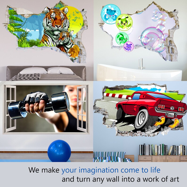 C238 Cute Baby Monkey Bedroom Cool Smashed Wall Decal 3D Art Stickers Vinyl Room