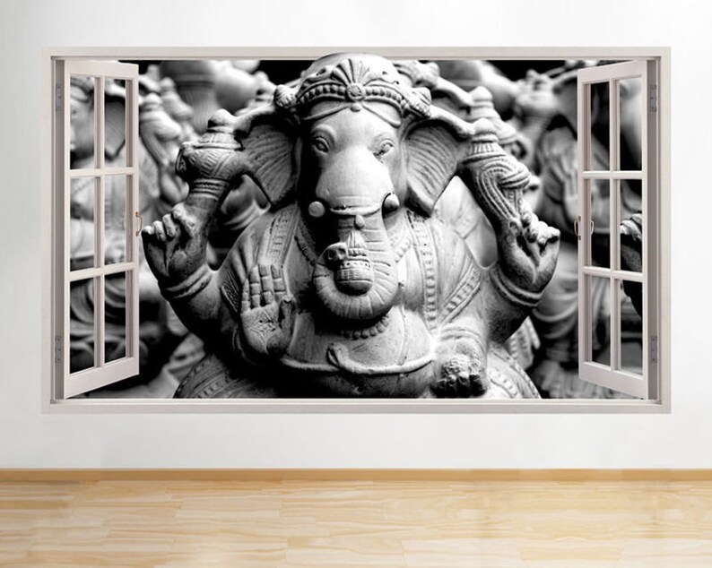 d625 ganesh elephant god living window wall decal 3d art | etsy