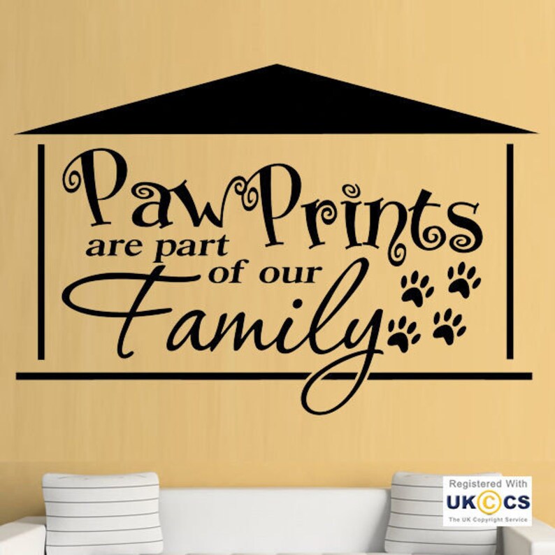 Paw Prints Family Cat Dog Animal Pet Love Wall Art Stickers Decals Vinyl Home Ro Medium,Black