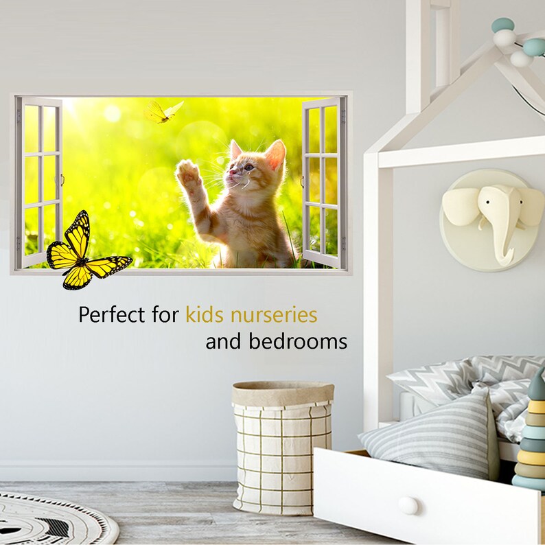 Wall Decor Q484 Cartoon Animals Cinema Kids Window Wall Decal 3d Art Stickers Vinyl Room Home Living