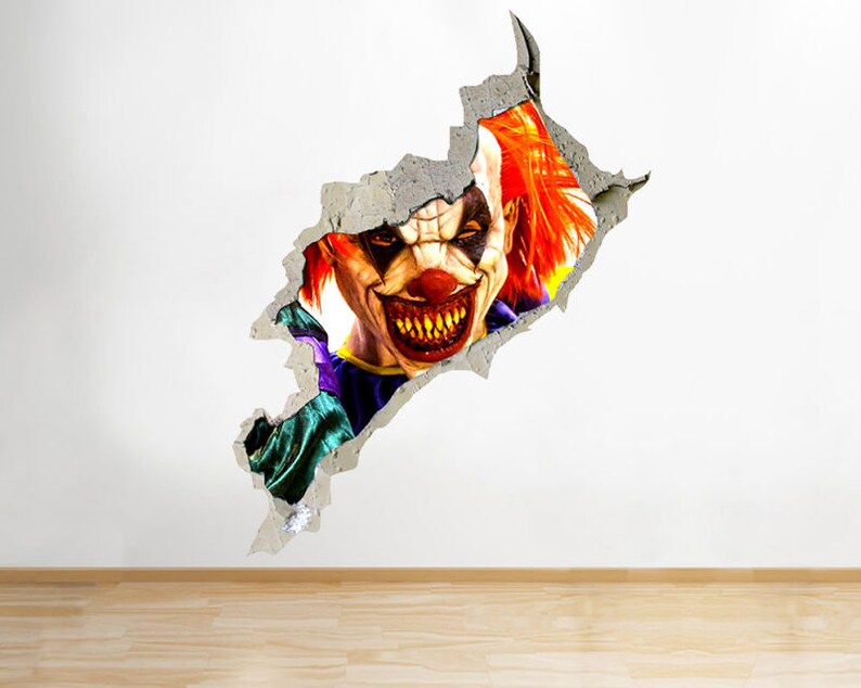 R665 Orange Hair Killer Clown Scary Horror Wall Decal 3d Art Etsy