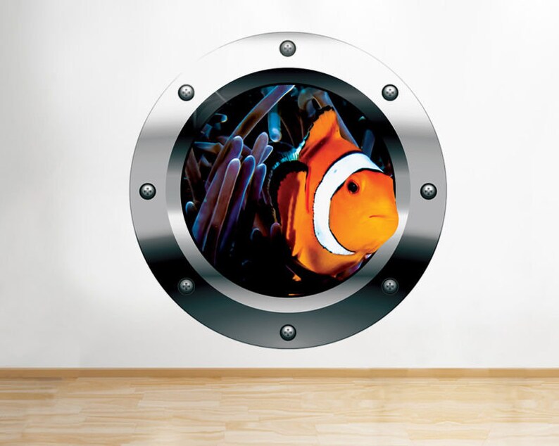 Q683 Clown Fish Swim Ocean Living Window Wall Decal 3D Art Stickers Vinyl Room