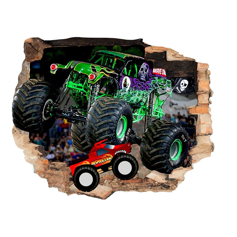 M494 Monster Trucks Cars Cool Boys Wall Stickers Bedroom Girls Boys Kids Room