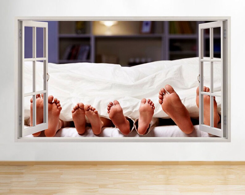 Large C160 Cute Family Feet Bed Kids Dad Window Wall Decal 3D Art Stickers Vinyl Room 92x52
