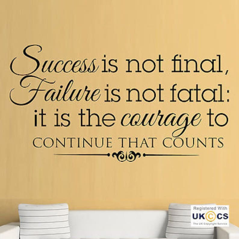 Success Courage Churchill Office Quote Wall Art Stickers Decals Vinyl Home Room Large,Black