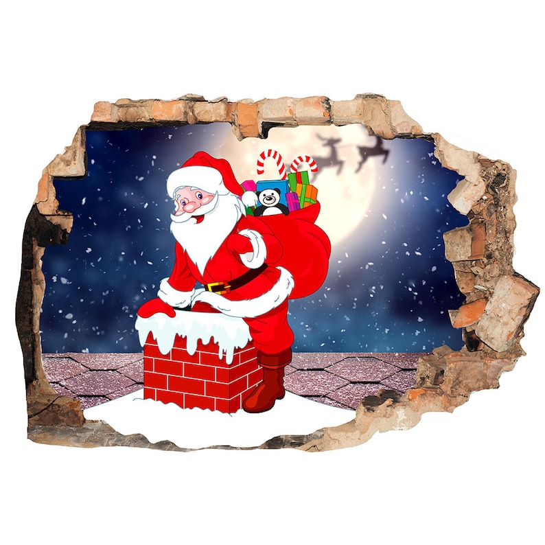 J002 Santa Chimney Presents Kids Wall Stickers Bedroom Girls Boys Kids Room