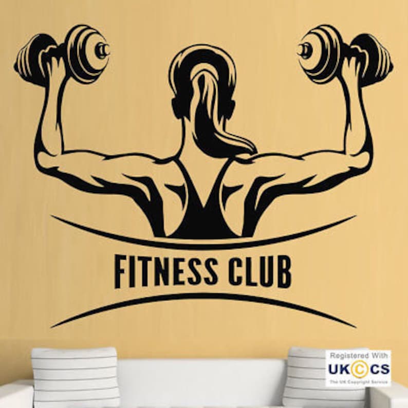 Medium,White Fitness Gym Exercise Weights Inspiration Club Wall Art Stickers Decal Vinyl Room