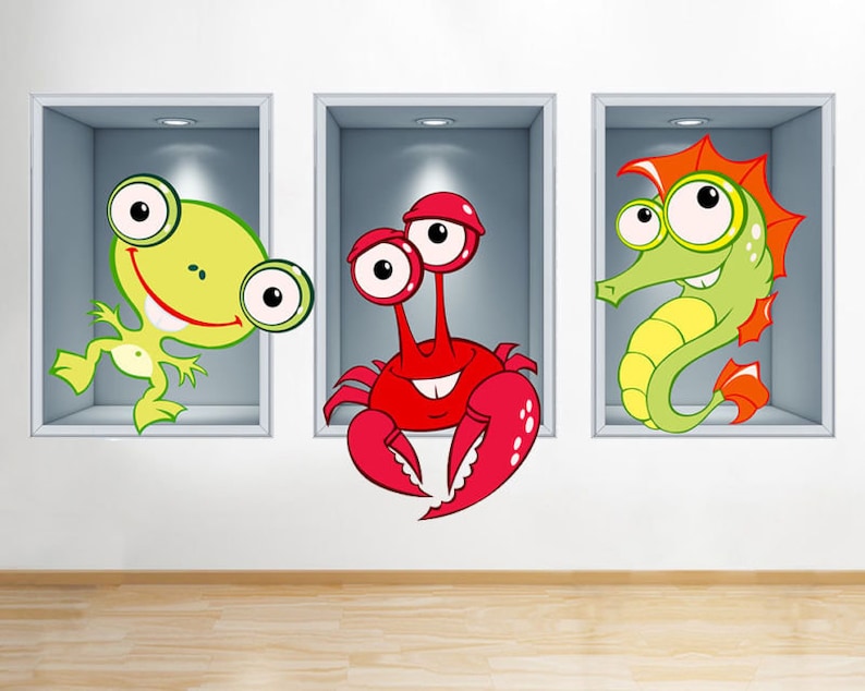 J677 Frog Crab Sea Horse Nursery Window Wall Decal 3D Art Stickers Vinyl Room
