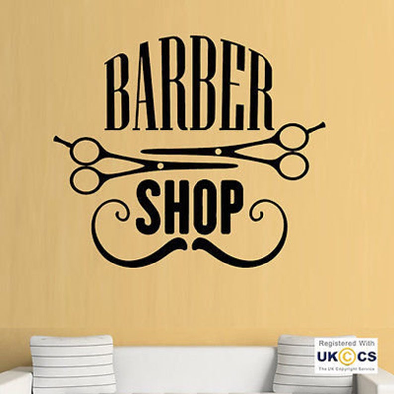Barber Shop Hairdresser Salon Hair Wall Art Stickers Decals Vinyl Home Room Deco Medium,Black