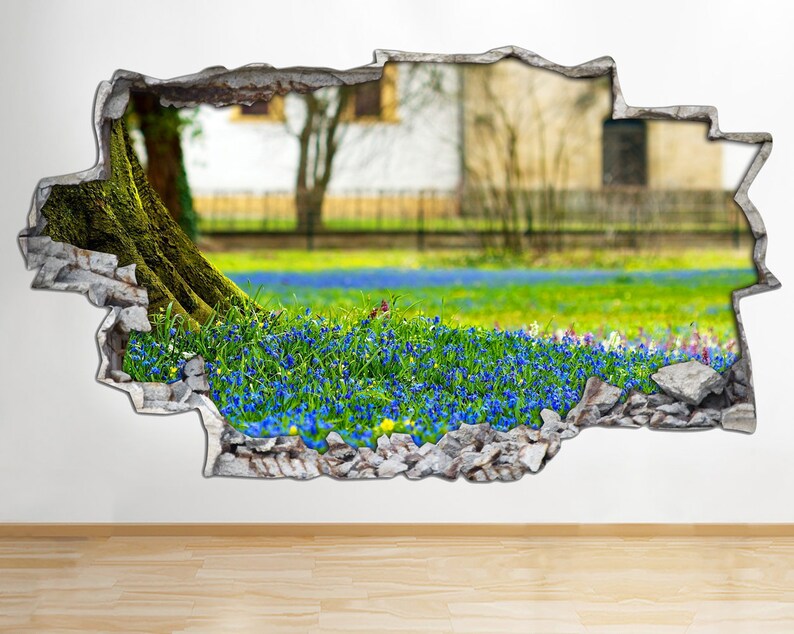AA269 Nature Forest Trees Beauty Smashed Wall Decal 3D Art Stickers Vinyl Room Kids Bedroom Baby Nursery Poster Livingroom Boys Girls Mural