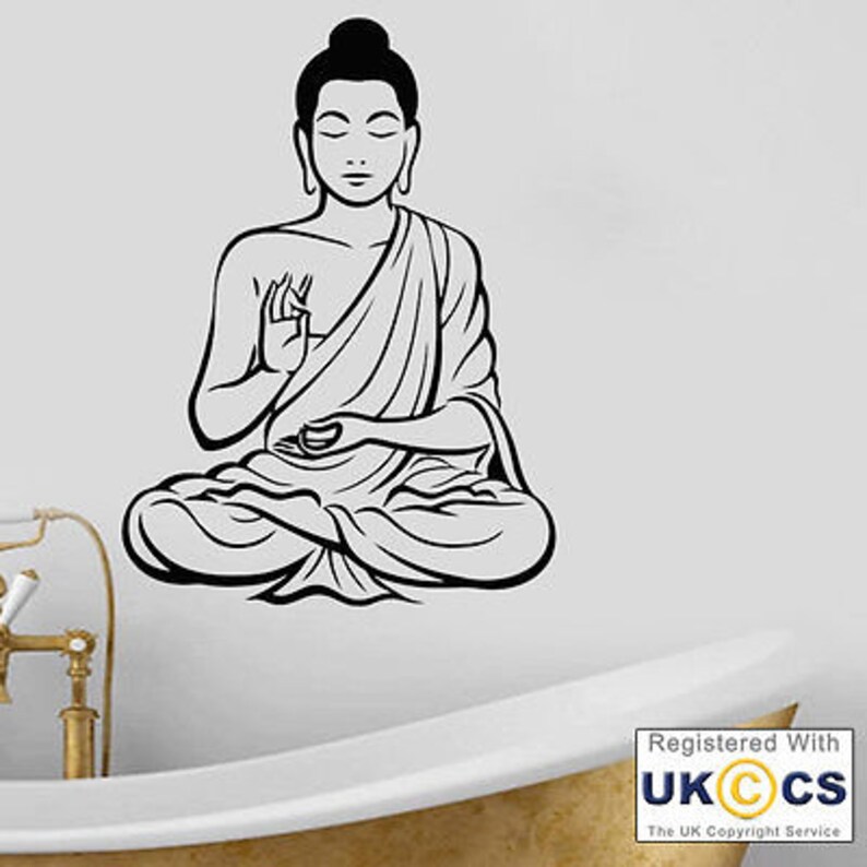 Buddha Bathroom Relax Spa Bathroom Wall Art Stickers Decals Vinyl Home Room Deco XL,Black