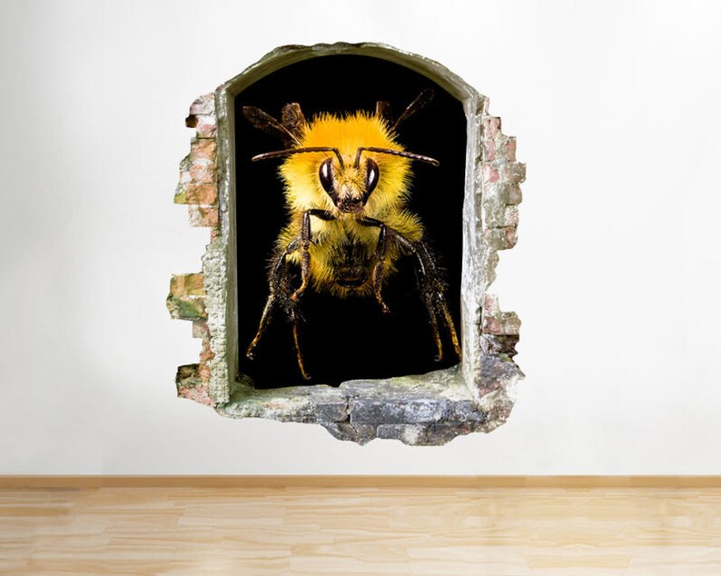 Q271w Bumble Bee Insect Cool Flying WIndow Wall Decal 3D Art Stickers Vinyl Room