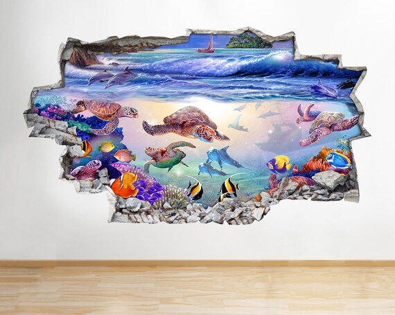 Fish Water Aquarium Tank Ocean Livingroom Bedroom Wall Decal 3d Art Stickers Kids Bedroom Baby Nursery Poster Livingroom Boys Girls Mural
