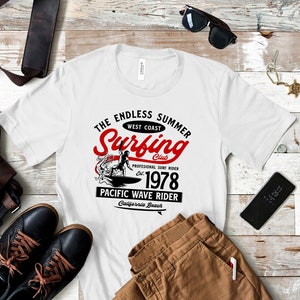 Endless Summer Surf Club, Pacific surf Rider Custom Design Tshirt, Heat Press Vinyl tshirt,  Vinyl design, Print Design