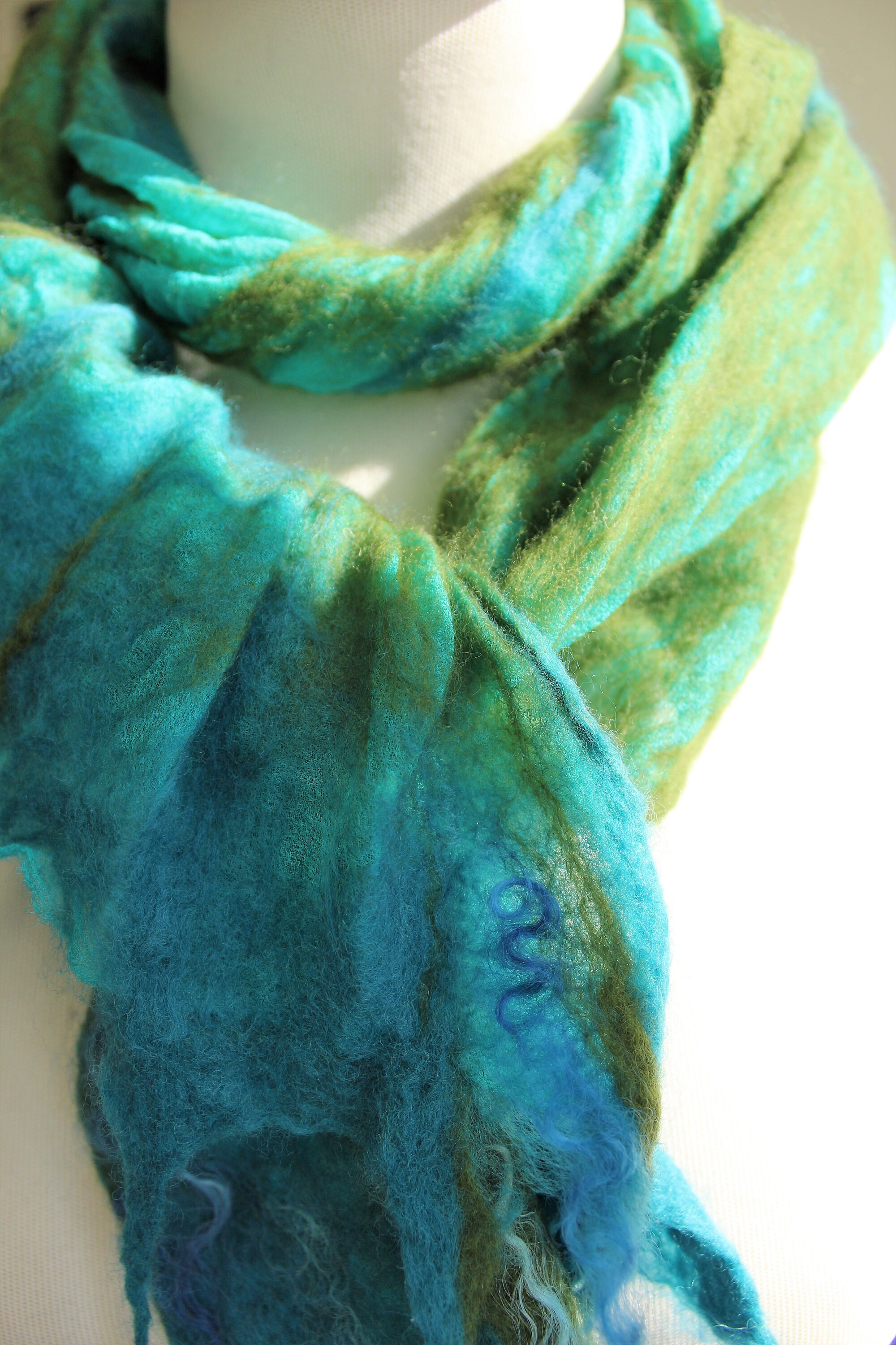 Nunofelted Scarf, Felted Acessory, Small Silk Scarf, Felted Silk Scarf ...