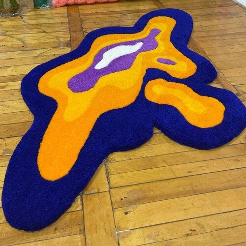 Tufted Rug Abstract Shape Fluid Art Rug Fun Creative Mat Etsy