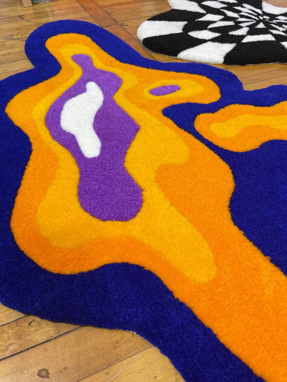 Tufted Rug Abstract Shape Fluid Art Rug Fun Creative Mat Etsy