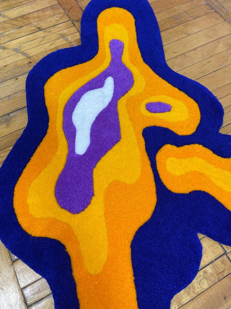Tufted Rug Abstract Shape Fluid Art Rug Fun Creative Mat Etsy