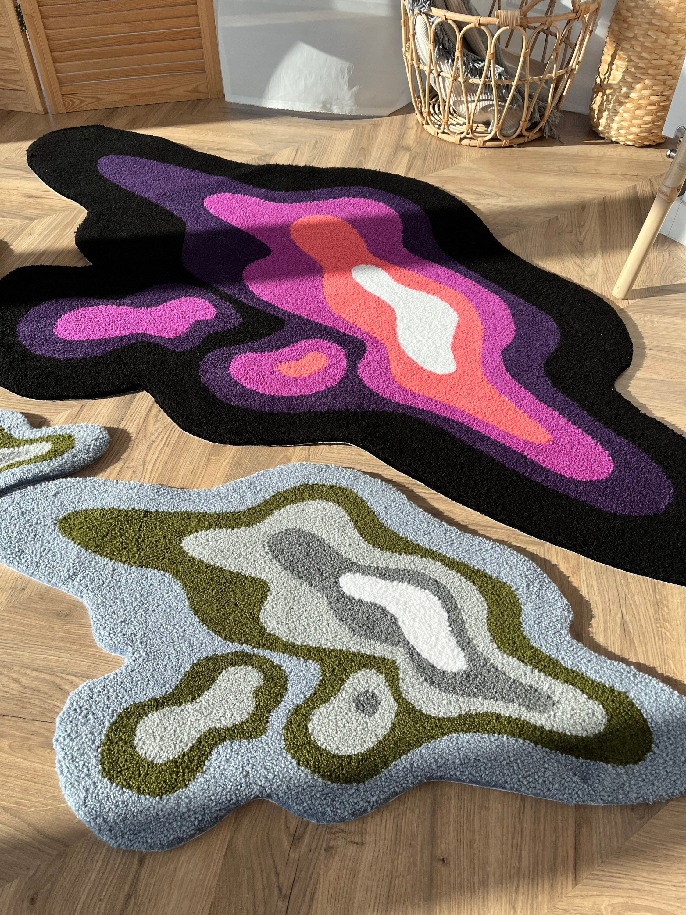 Abstract Tufted Rug Custom Tufter Carpet Fluid Form Rug Etsy