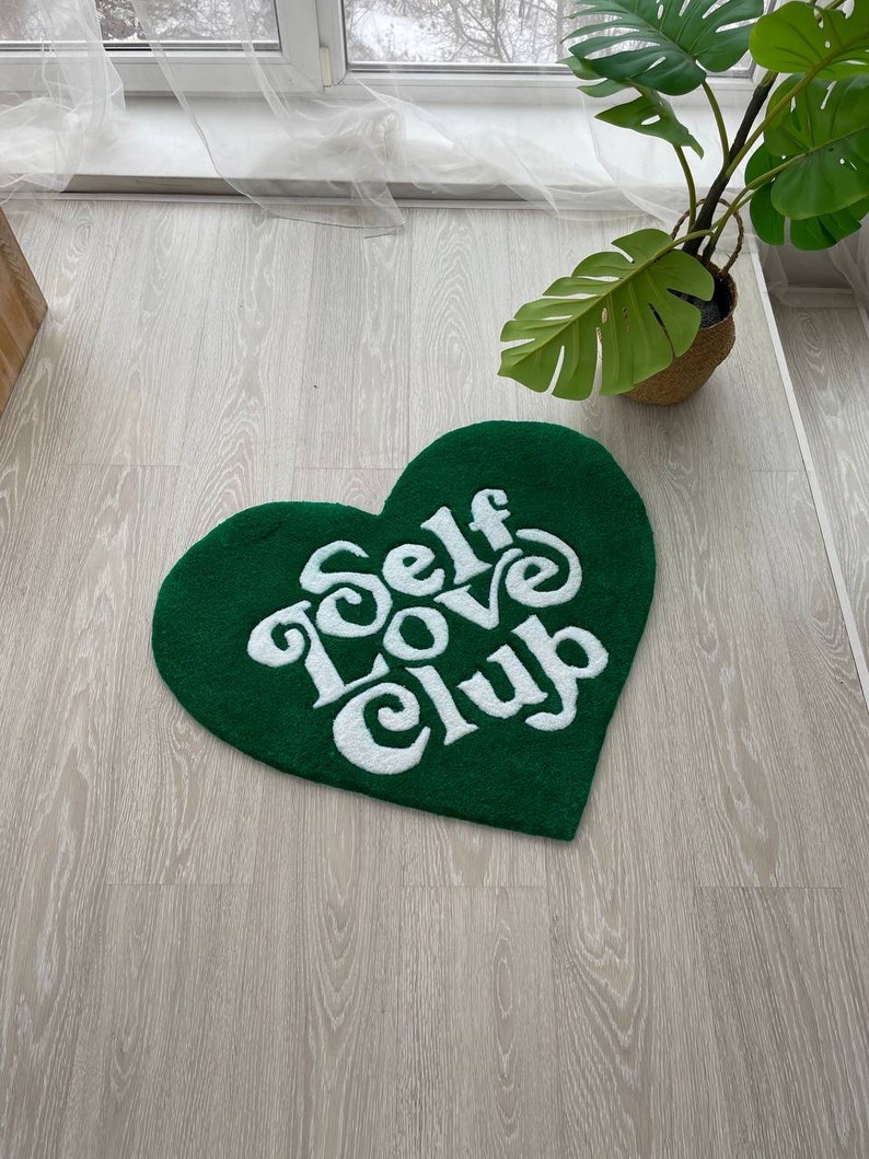 Tufted Rug Self Love Club Handmade Rug Heart Shaped Carpet Etsy