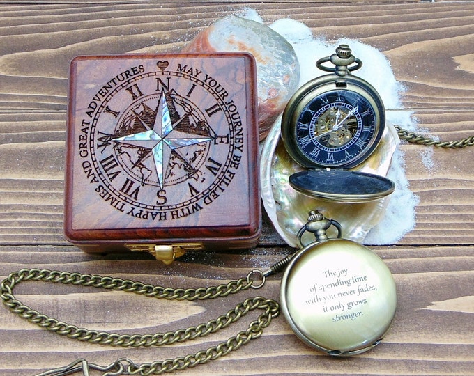 Engraved  Pocket Watch – Personalized Fathers day gift, Graduation Gift for Him, Birthday gift.