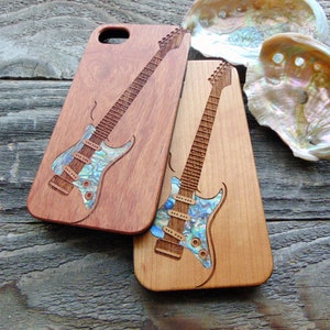 iPhone 15, 14, 13, 12 Pro Max case, Samsung Galaxy S24, S23, S22 ultra, Guitar design, personalized gift abalone shell inlay phone case