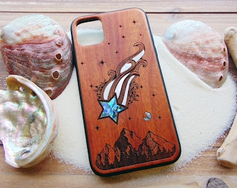 iPhone 14, 13, 12 Pro Max case, Samsung Galaxy S22 ultra, S21, pixel 6, Comet design, personalized gift abalone shell inlay phone case