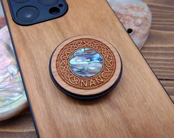 Phone grip - Engraved wood phone grips - Personalized birthday gift