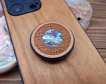 Phone grip - Engraved wood phone grips - Personalized birthday gift