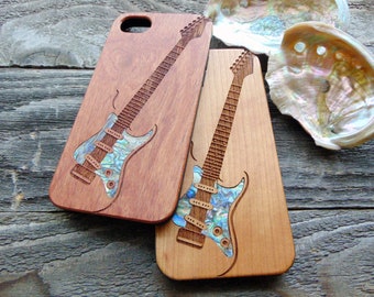 iPhone 16, 15, 14, 13, 12 Pro Max case, Samsung Galaxy S24, S23, S22 ultra, Guitar design, personalized gift abalone shell inlay phone case