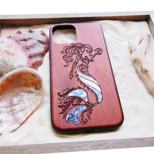 iPhone 15, 14, 13 Pro Max case, Samsung Galaxy S24, S23, S22 ultra, Mermaid design personalized gift abalone shell inlay phone case