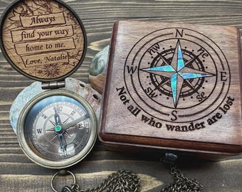 Personalized Compass, Fathers day gift, Brass Engraved Compass Birthday, Anniversary, Valentines Gift For Dad, Custom Groomsmen Gift For Him
