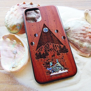 iPhone 15, 13, 14 pro max case, Samsung  galaxy S24, S23, S22 ultra, personalized gift phone case with abalone shell, moon phases design