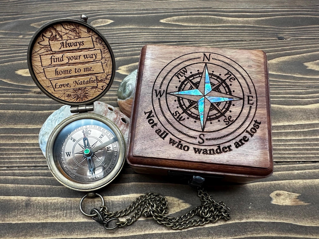 Personalized Compass Anniversary, Birthday, Groomsmen Gift for Him Custom Engraved Christmas Gift for Dad Boy Scout Cub Eagle Camping Gift