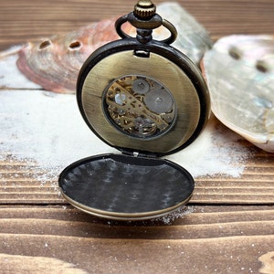 Engraved Pocket Watch in Exquisite Abalone Decorated Keepsake Box Personalized Gift for Special Occasions image 7