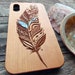 iphone 12, 13, 14 PRO MAX, feather design wooden phone for Samsung Note Galaxy S22 ultra phone case personalized gift abalone shell inlay 