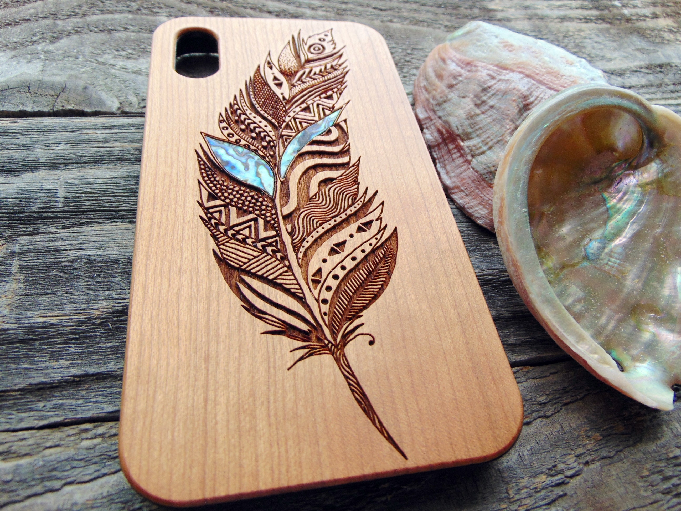 Feather design wooden phone case personalized gift abalone shell inlay phone case for iphone 11 ... Feather design wooden phone case personalized gift abalone shell inlay phone case for iphone 11 ...
