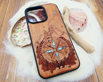 Mosaic phone case - iphone 16, 15, 14 pro max Forest mountains design iphone case gift for men