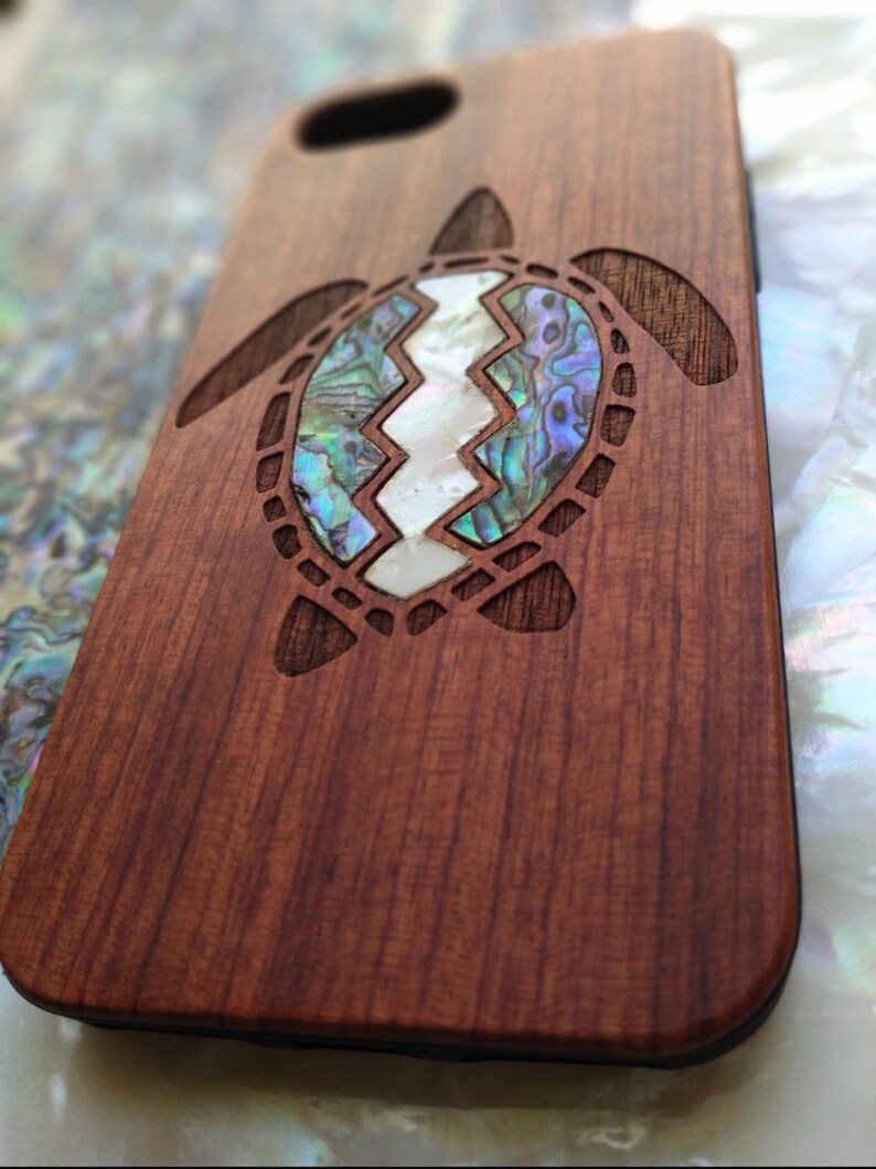 Turtle design wooden phone case personalized gift phone case | Etsy