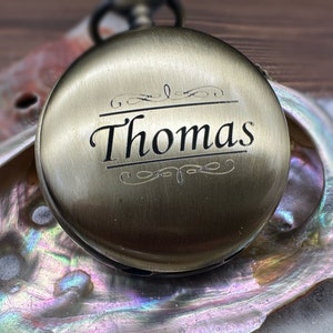 Engraved Pocket Watch in Exquisite Abalone Decorated Keepsake Box Personalized Gift for Special Occasions image 4