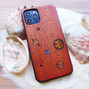 iphone 15, 14, 13 pro max case, Galaxy S24, 23, S22 ultra, solar system design with abalone shell, personalized gift phone case