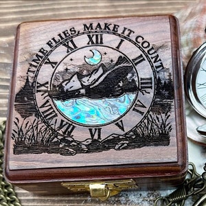 Engraved Pocket Watch in Exquisite Abalone Decorated Keepsake Box Personalized Gift for Special Occasions image 3