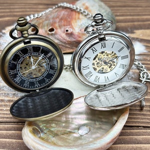 Engraved Pocket Watch in Exquisite Abalone Decorated Keepsake Box Personalized Gift for Special Occasions image 5