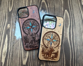personalized iPhone 16, 15, 14, 13 PRO Max, Samsung S24, S23 ultra,  Pixel 7, Nature and compass design phone case, birthday gift for men