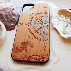 iPhone 15, 14, 13, 12, Pro Max case, Samsung GalaxyS24, S23,  S22 ultra, Compass design, personalized gift abalone shell inlay phone case