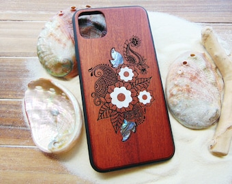 iPhone 16, 15, 14, 13 Pro Max case, Samsung Galaxy S22 ultra, S21, S20 plus Flower design, personalized gift abalone shell inlay phone case
